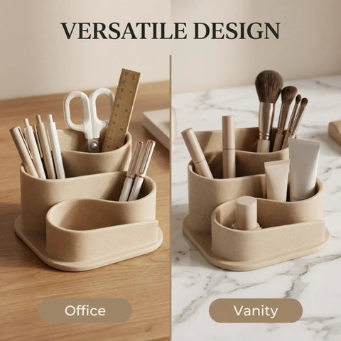 Must Have Aesthetic Desk Organizer For Modern Workspaces With Boho Pen Holder And Neutral Beige Desk Accessories on desk