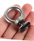 Heavy Duty Roof Rack Tie Down Kit With Eye Bolts And Strap Anchors For Rooftop Tents And Cargo, Easy Install Eye Hook Hardware To Secure Your Gear On Any Adventure. Silver 304 stainless steel eye bolt with nut in hand.