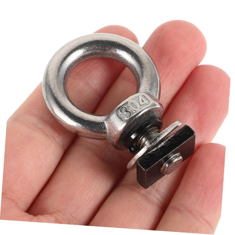 Heavy Duty Roof Rack Tie Down Kit With Eye Bolts And Strap Anchors For Rooftop Tents And Cargo, Easy Install Eye Hook Hardware To Secure Your Gear On Any Adventure. Silver 304 stainless steel eye bolt with nut in hand.
