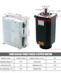 110mm 3 Phase Stepper Motor With HB3822MA Driver No Brake, High Torque Hybrid Control For CNC Machines, Smooth Motion, Precise Positioning, 8Nm To 20Nm Torque Range For Industrial Use, shown with dimensions