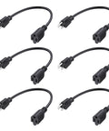 Heavy Duty Indoor Extension Cords 6 Pack 16 AWG 13A Short Power Cords 1 ft NEMA 5-15P to NEMA 5-15R Grounded 3 Prong Black for Home Office Living Room Appliances ETL Listed displayed in a grid