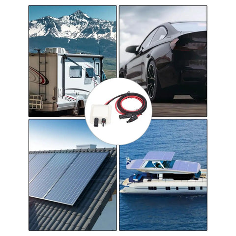 Solar Double Cable Entry Gland Box Waterproof ABS Housing for RV Roofs Boats and Camping with 2M 10AWG Extension Cord and Two Easy Install Options Glue or Screw on RV, car, roof, and boat