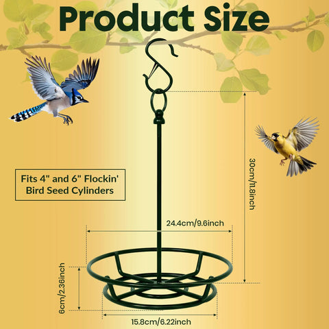 Rugged Cylinder Bird Feeder Holder For Outdoor Hanging Holds Bird Seed Cylinders Logs And Birdseed Cakes Up To Six Inch Diameter With O Ring And Locking S Hook Includes Mounting Accessories