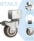 Image showing details of heavy duty 2 inch swivel caster wheels with brakes, U bracket, TPR surface, and 55 lb capacity.