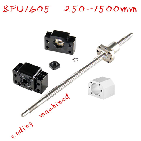 250mm SFU1605 Ballscrew Set With BK12 And BF12 And DSG16H Nut Housing For DIY CNC Router, High Stiffness, Precise Positioning