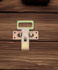 Beefy Iron Sofa Position Buckles For Heavy Duty Couch Connection on wooden surface, universal fit hardware in gold color