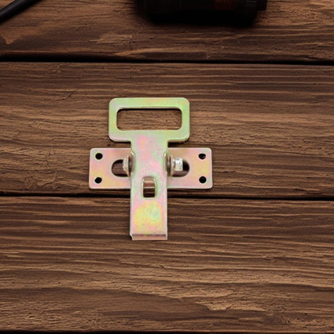 Beefy Iron Sofa Position Buckles For Heavy Duty Couch Connection on wooden surface, universal fit hardware in gold color