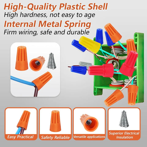 Diyers Wire Nuts Assortment Kit 1500 Pcs Insulated Twist Connectors in various colors with springs and caps for wiring