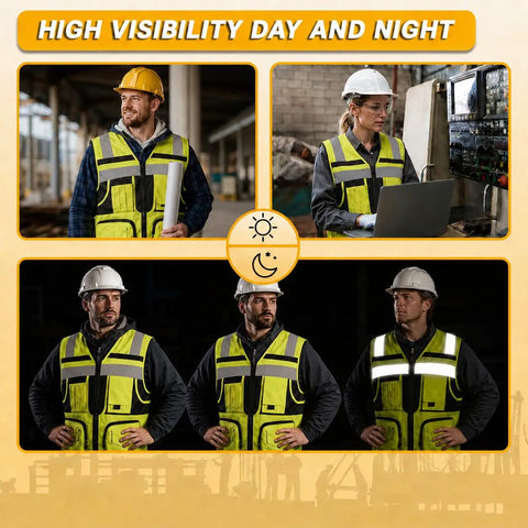 Top Shelf Hi Vis Safety Vest Equipped With Authentic 3M Reflective Strips For Road Crews And Night Shift Grinds breathable mesh, day and night use.