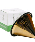 Reusable Stainless Steel Pour Over Coffee Filter for Chemex and Hario V60 Drippers, Gold Titanium Coated with Package