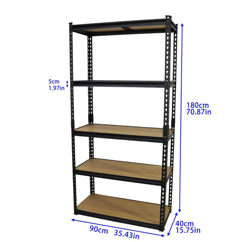 Heavy Duty Garage Shelving 2100 Lbs Capacity With Thick Steel Frames And Reinforced MDF Shelves, 71in tall storage rack.