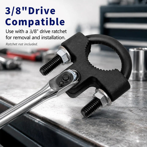 Three Eighth Inch Inner Tie Rod Removal Tool With Low Profile Carbon Steel Build For Steering Rack Service Pro Grade Grip And Serrated Bite For Easy Installation And Removal, 3/8 drive compatible