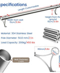 Durable Bar Foot Rail Kit With 13 Ft 2 In OD Tubing Brackets End Caps And Internal Connector Complete DIY Installation Hardware