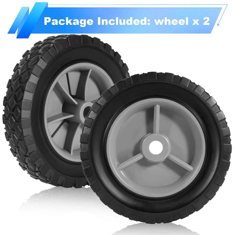 6 Inch Beefy Heavy Duty Rubber Wheel Set Two Pack With Half Inch Bore And 1.5 Inch Wide, 100 Pound Capacity Per Wheel, Fits Oregon 72 106 72 108 Craftsman AYP MTD Radio Flyer Wagons Gray