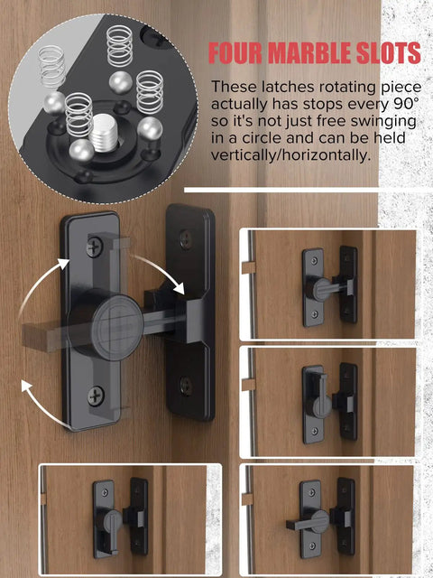 Beefy Heavy Duty 90 Degree Gate Latch With Zinc Alloy Hardware Long Black Flip Latch Safety Bolt installation on wooden door