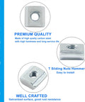 Diagram showing 50Pcs 2020 Series Sliding T Nuts Carbon Steel M4 T Slot Nut Hammer Head M3 T Sliding Nuts with features and installation ease.