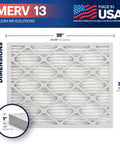 20 By 25 By 1 Inch Air Filter MERV 13 4 Pack Electrostatic Pleated Replacement For HVAC System Made In USA dimensions diagram