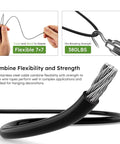 Close-up of Black Vinyl Coated Wire Rope One Sixteenth Inch 328 Feet Stainless Steel Cable with flexibility and strength