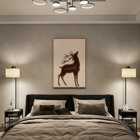 Bedroom with Space Saving Floor Lamp With Built In End Table And Storage Shelves, Linen Shade, Black Modern Lighting