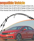 Image of Honda Civic Si 2.4 L shifter cable replacement next to red 2012-2015 Honda Civic Si sedan, manual transmission compatible.