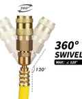 Tough As Nails Shop Grade Air Compressor Hose 3/8 By 50 Feet Rated To 300 Psi Hybrid Rubber Pvc Mix swivel connector with 360° movement.