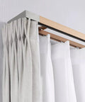 Wood Grain Curtain Rods With Snag Free Double Track Sliding Rail System For Windows Heavy Duty Aluminum Curtain Pole For Privacy Or Space Dividing Adjustable 4 To 16 Ft Wall Divider Track, wall-mounted curtains