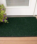 Workhorse Heavy Duty Industrial Door Mat 3 Ft By 10 Ft Large Entrance Rug For Busy Commercial Entrances Lobbies Garages And Mudrooms Made In USA Hunter Green Brush Step 109S0310GN in a home entrance setting