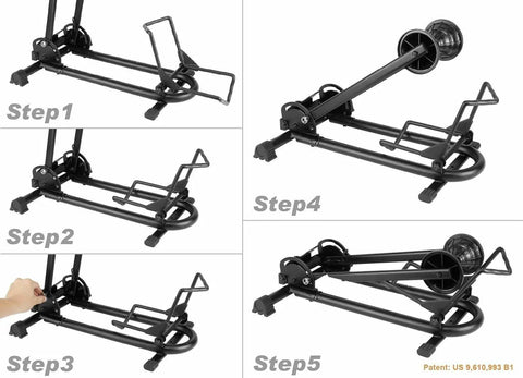 Assembly steps for Push In Bike Floor Parking Rack Stand for Mountain, Road and Fat Bikes up to 5 Inch Tire Width