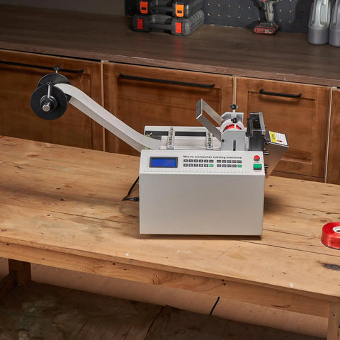 Auto Heat Shrink Tube Cutter For Fast Precise Cuts On Heat Shrink Tubes Fiberglass Tubes And Cables on workbench