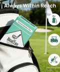 Image of a Funny Golf Tees Set With Flip Open Box 18 Pack Premium Three And A Quarter Inch Tees for Men Golfers in golf bag.