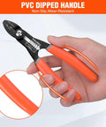 Valuemax 4-in-1 wire stripper/crimper pliers with orange PVC-dipped handles for 10-20 AWG wires