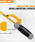 KATA mini hacksaw for metal with yellow 10-inch aluminum frame and black-gray handle, front-angle view