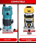 Bulletproof Adjustable Router Circle Cutting Jig For Compact Shop Setups with Makita 3709 and Dewalt 20V routers.