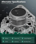 Close-up of a 90A alternator with internal regulator for 2011-2017 Hyundai Elantra and Kia Forte models, wet surface