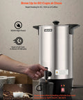 Big-Batch Coffee Urn 60 Cup 9 Liter Hot Beverage Dispenser With Dripless Faucet Fast Brew Stainless Steel Large Coffee Maker in use