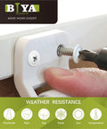 Heavy Duty White Wood Screws 120 Piece Bulk Kit Featuring Rugged Carbon Steel Frame, installation process with a screw and screwdriver.