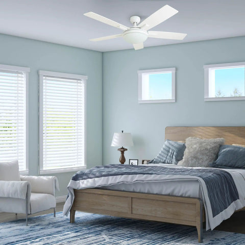 52 Inch Contemporary Indoor LED Ceiling Fan With Light No-Fuss Remote Control Dual Mounting Options Reversible Motor Dual Finish Blades