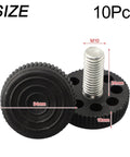 10 Pack Adjustable Furniture Leveling Feet M10 Thread, Height Adjustable Foot Risers For Home Tables And Cabinets, Level Up Your Setup, Minimize Floor Scratches, Reduce Noise, Stabilize Wobbly Furniture, black 34mm base, 24mm high