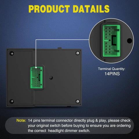 Headlight Dimmer Switch Upgrade For Chevy Silverado 2003-2007, GMC Sierra 1500 2500 3500, Cadillac Escalade back view