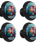 Top Shelf 4 Pack Cute Bird Cabinet Knobs And Drawer Pulls Featuring Slick Crystal Glass Finish And Hella Sturdy Rust Proof Hardware For Kitchen Cupboards Dressers And Wardrobes That Truly Vibe With Your Space - four colorful bird knobs on black base.