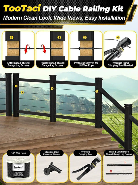 1/8 Black Stainless Steel Cable 500 ft Heavy Duty 7x7 Core for DIY Deck Railing Indoor Outdoor Use Rust Resistant Marine Grade Wire
