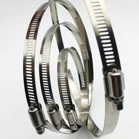 Six Piece Adjustable 304 Stainless Steel Worm Gear Hose Clamps Set With 3 Inch 4 Inch And 5 Inch Sizes, Water Pipe And Duct Clamp Kit