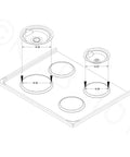 Diagram of Replacement Chrome Drip Pans Set for Electric Ranges Includes 8 Inch and 3 Six Inch Pans In a 4 Pack Made In The USA