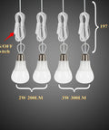 All In One Indoor Solar Lights Kit with four LED bulbs and on/off switch, 197-inch cords visible