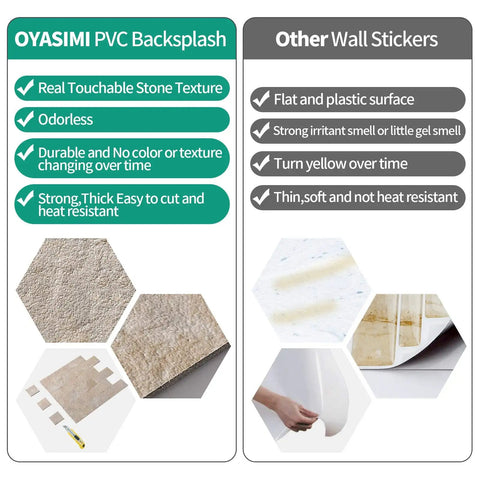 Comparison of Peel And Stick Backsplash Tile 12x12 PVC Subway Wall Tiles Marble Beige 5 Sheets with other wall stickers.