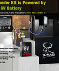 Zero Hassle 6V Digital Deer Feeder Kit With Beefy Motor And 8 Programmable Timers showing battery connection instructions.