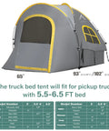Rugged Pickup Truck Bed Tent For Camping Fits 5.5 To 6.0 Feet Bed Weatherproof 210D Oxford With PU2000 Coating Easy Setup