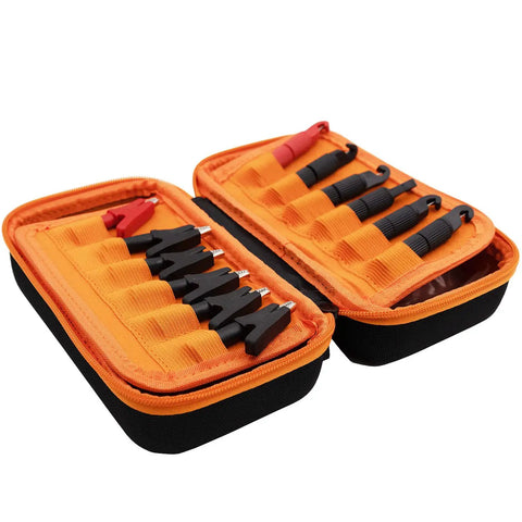 Low Voltage Fused Multi Jumper With Selector Switches For Thermostat Bypass And Quick Fix Short Cycle Prevention In 0 To 30 VAC DC Systems Includes Spade Adapters in orange carrying case