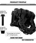 2 Pack D Ring Shackle Mount Bracket With Backer Plate For Truck Tractors ATV UTV And Pickup Black 5 Ton Bolt On Clevis Mount