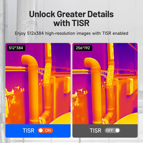 Comparison of thermal images using TC001 Plus Pro Grade Thermal Camera For Android with 512x384 and 256x192 IR resolution settings.